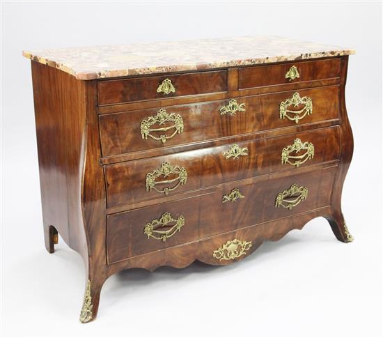 A 19th century Dutch mahogany bombe shaped chest, W.3ft 9in.